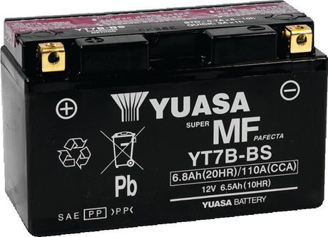 Yuasa YT7B-BS Maintenance Free AGM 12-Volt Battery w/Bottle
