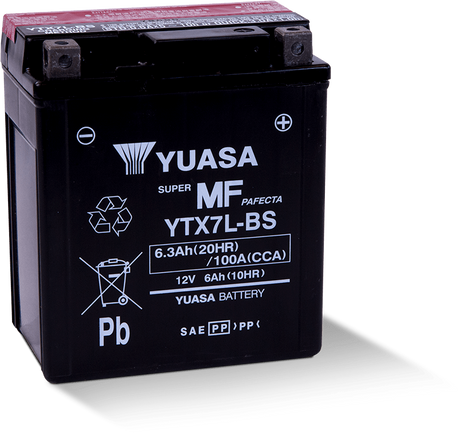 Yuasa YTX7L-BS Maintenance Free AGM 12-Volt Battery w/Bottle