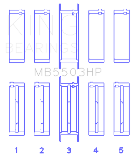 King Engine Bearings Ford V8 351Ci 5.8L 16V - Cleveland (Size STDX) Main Bearing Set