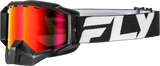 Fly Racing Zone Snow Goggle with Red Mirror and Amber Lens - Black/White Frame for Snowmobile & Ski Vehicles