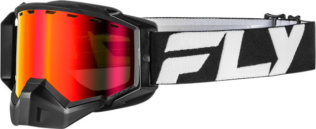 Fly Racing Zone Snow Goggle with Red Mirror and Amber Lens - Black/White Frame for Snowmobile & Ski Vehicles