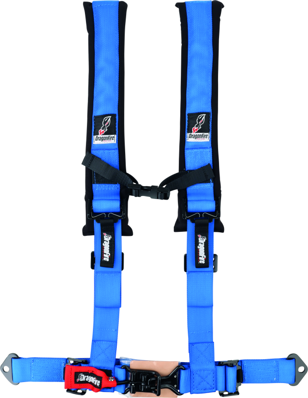 DragonFire Racing H-Style 4-Point Harness with 2-Inch Buckle for UTVs - Blue