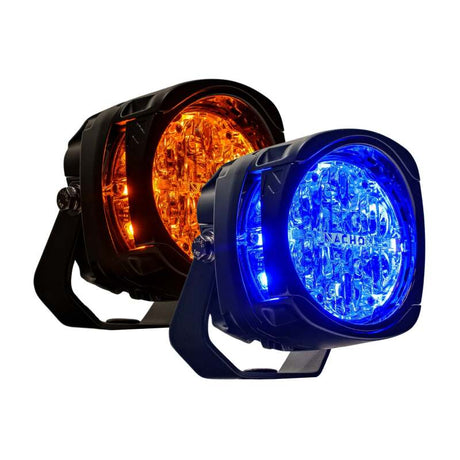 Nacho Offroad Technology Quatro Chase Amber/Blue PowerSports Lighting Pair (Part PM455AB)