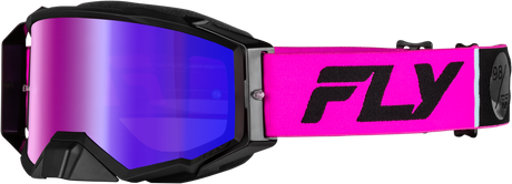 Fly Racing Zone Pro Goggle Pink/Black with Iridescent Red Mirror Lens for Motocross and Off-Road Vehicles