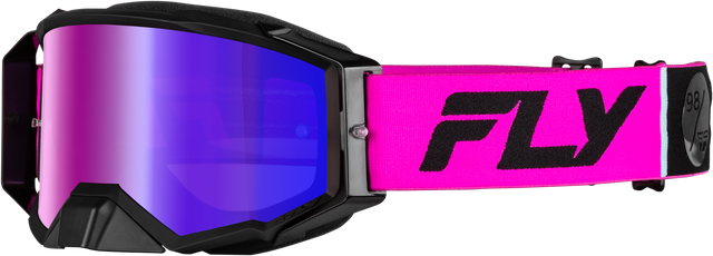 Fly Racing Zone Pro Goggle Pink/Black with Iridescent Red Mirror Lens for Motocross and Off-Road Vehicles