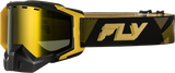 Fly Racing Zone Elite Sn Goggle Black/Gold with Gold Mirror and Plated Yellow Lens for Motocross and ATV