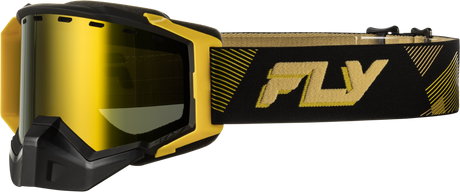 Fly Racing Zone Elite Sn Goggle Black/Gold with Gold Mirror and Plated Yellow Lens for Motocross and ATV