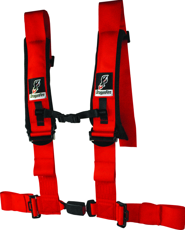 DragonFire Racing H-Style 4-Point Harness with EZ-Adjust and 3-Inch Buckle - Red