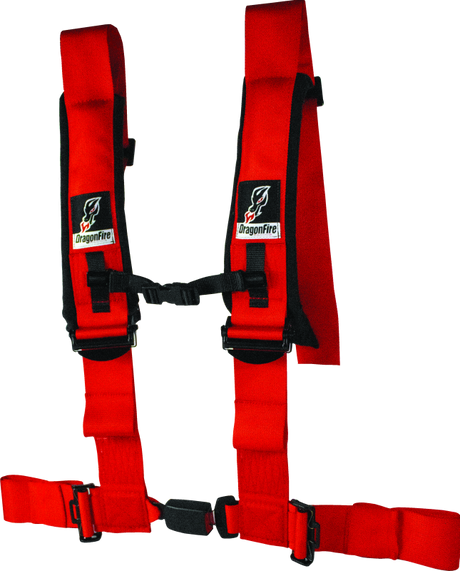DragonFire Racing H-Style 4-Point Harness with EZ-Adjust and 3-Inch Buckle - Red