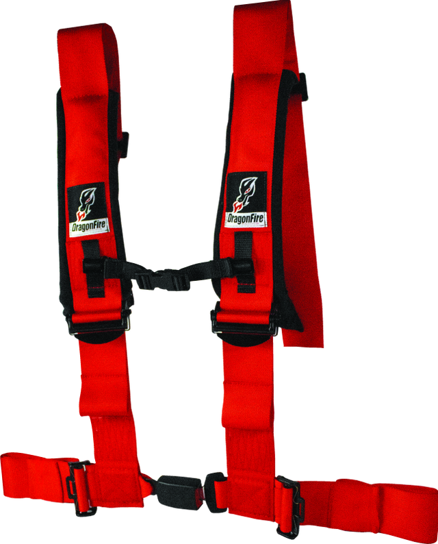DragonFire Racing H-Style 4-Point Harness with EZ-Adjust and 3-Inch Buckle - Red