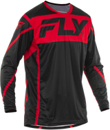 Fly Racing Lite Jersey Black/Red Small - Lightweight Motorcycle Jersey with Advanced Ventilation for Off-Road and Motocross