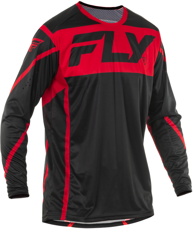 Fly Racing Lite Jersey Black/Red XL – Motorcycle Riding Jersey with Ventilation and Athletic Fit for Off-Road and Motocross Bikes