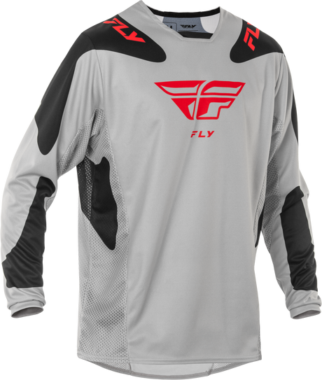 Fly Racing Kinetic Sym Jersey Light Grey/Red/Black for Motocross and Off-Road Bikes
