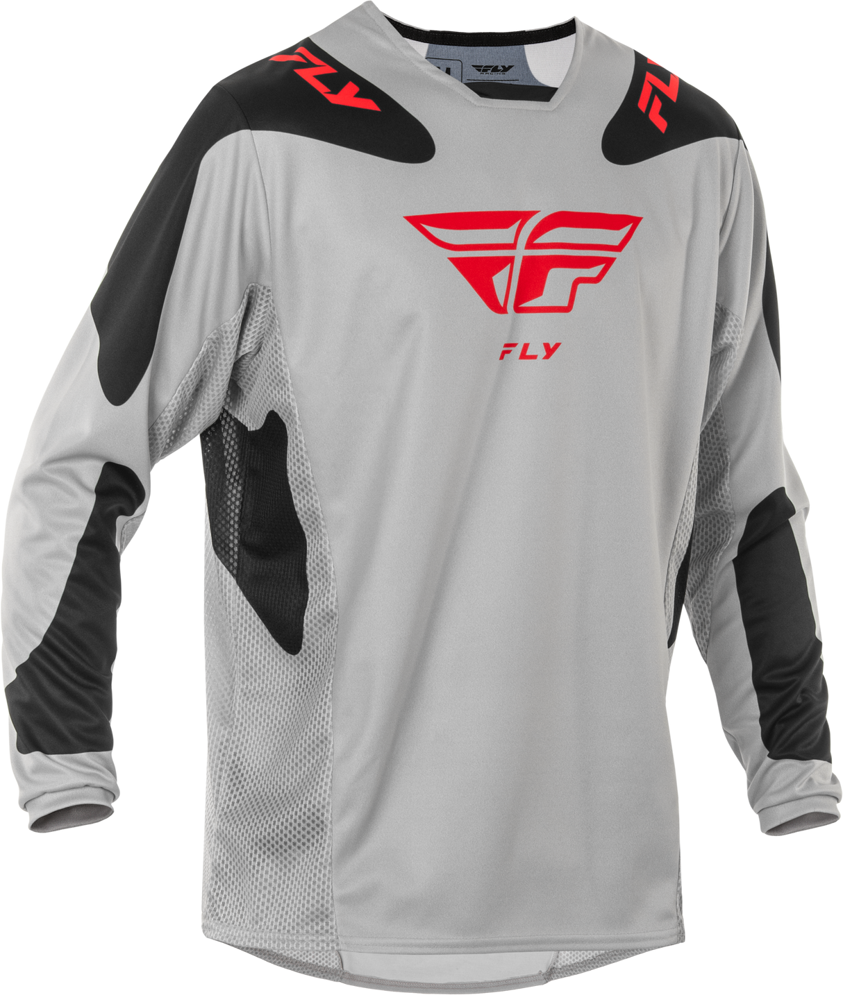 Fly Racing Kinetic Sym Jersey Light Grey/Red/Black Medium for Motorcycle & ATV - Performance Fit with Mesh Ventilation