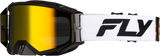 FLY RACING Zone Pro Goggle White/Black/Gold with Gold Mirror and Smoke Lens for ATV, Motocross, and Off-Road Vehicles