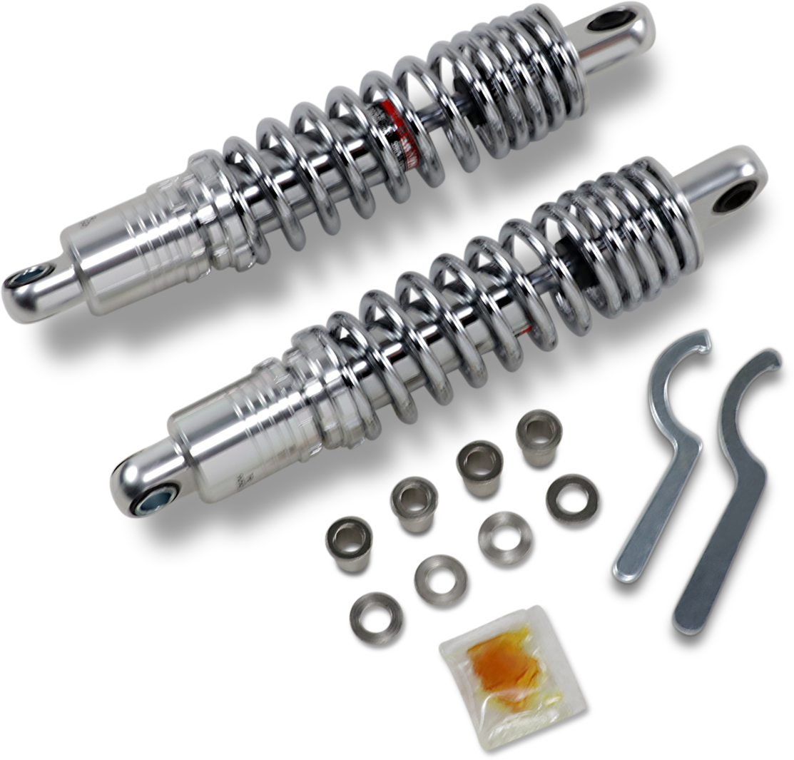 Drag Specialties Shocks Premium Ride-Height Adjustable Shock Absorbers for Harley-Davidson - 12.5" - Heavy Duty - Chrome C16-0167NUH