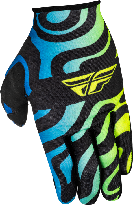 Fly Racing Lite Zen Gloves Black/Blue/Hi Vis Medium for Motorcycle and ATV Riders