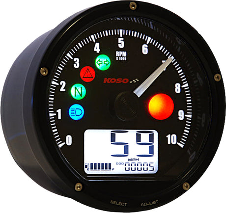 KOSO BA035K00 T & T Multi Function Meter (Black) for Select Motorcycles and ATVs