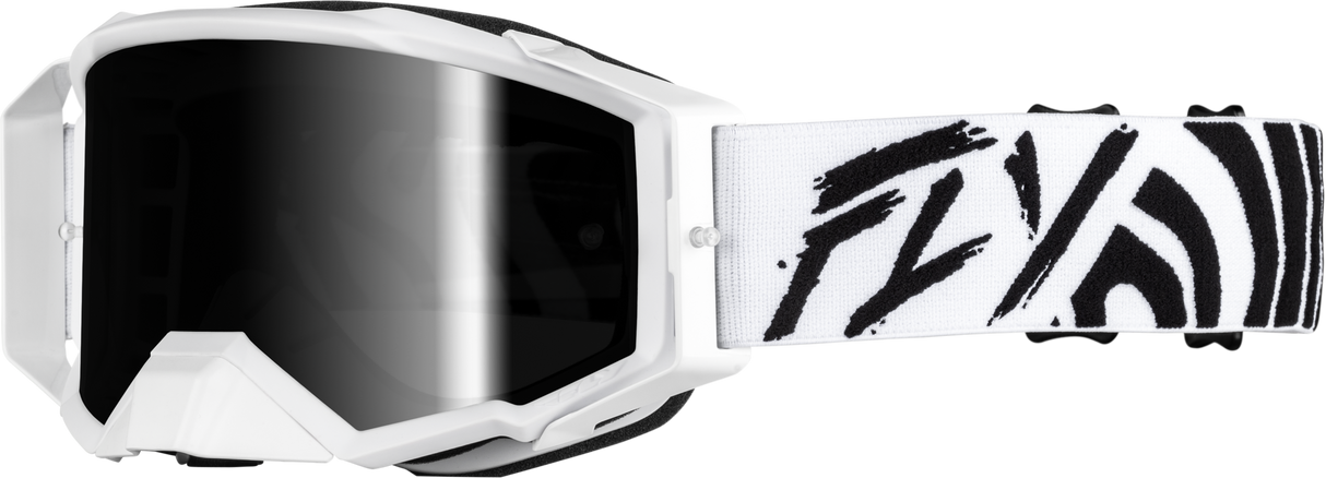 Fly Racing Zone Elite Goggle Black/White with Black Mirror/Smoke Lens – ATV/UTV/Off-Road Vehicle Fitment