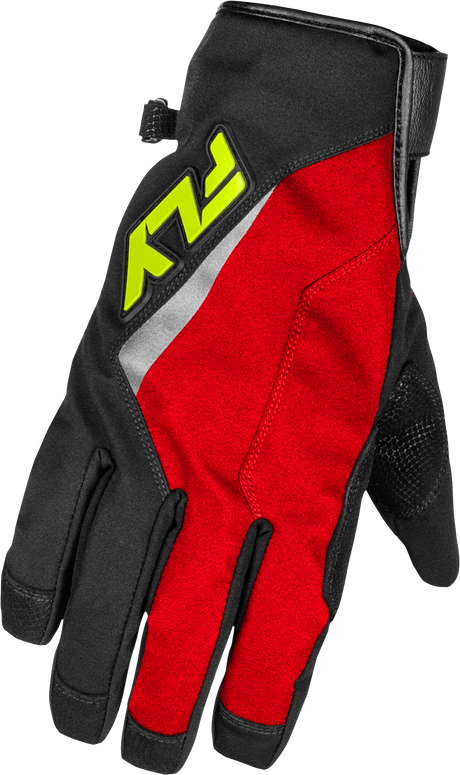 Fly Racing Title Long Gloves Red/Black/Hi Vis XS - Weatherproof Motorcycle Gloves with 3M Thinsulate for Cruiser, Touring, and Adventure Bikes