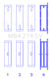 King Engine Bearings Ford 276DT/D17TED4/AJD 2.7L V6 (Size +0.10) Main Bearing Set