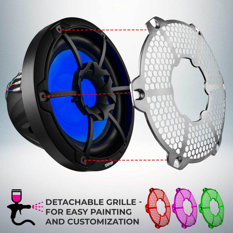 DS18 NXL-10SUB/BK 10-Inch Powersports Subwoofer with Enclosure – 300 Watts RMS, 4 Ohm Single Voice Coil, Black with Covers