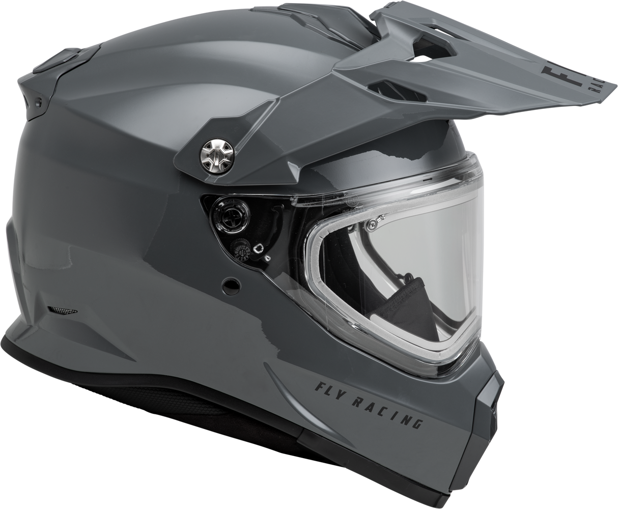 Fly Racing Trekker CW Solid Helmet with Electric Shield in Grey - Extra Small Fit for Off-Road and Motocross Vehicles