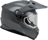 Fly Racing Trekker CW Solid Motorcycle Helmet with Electric Shield in Grey – Fits Most Off-Road Bikes