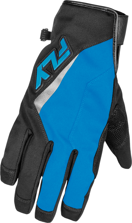 Fly Racing Title Long Gloves Blue/Black/Light Blue XL - Weatherproof Motorcycle Gloves with 3M Thinsulate and LED Heat Control