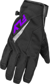 Fly Racing Title Long Gloves Black/Purple XL with Heat Settings and Weatherproof Technology