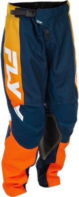 Fly Racing Youth Kinetic Pants Navy/Orange Size 26 - Durable Motorcycle Riding Gear for Kids