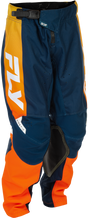 Fly Racing Youth Kinetic Pants Navy/Orange Size 26 - Durable Motorcycle Riding Gear for Kids