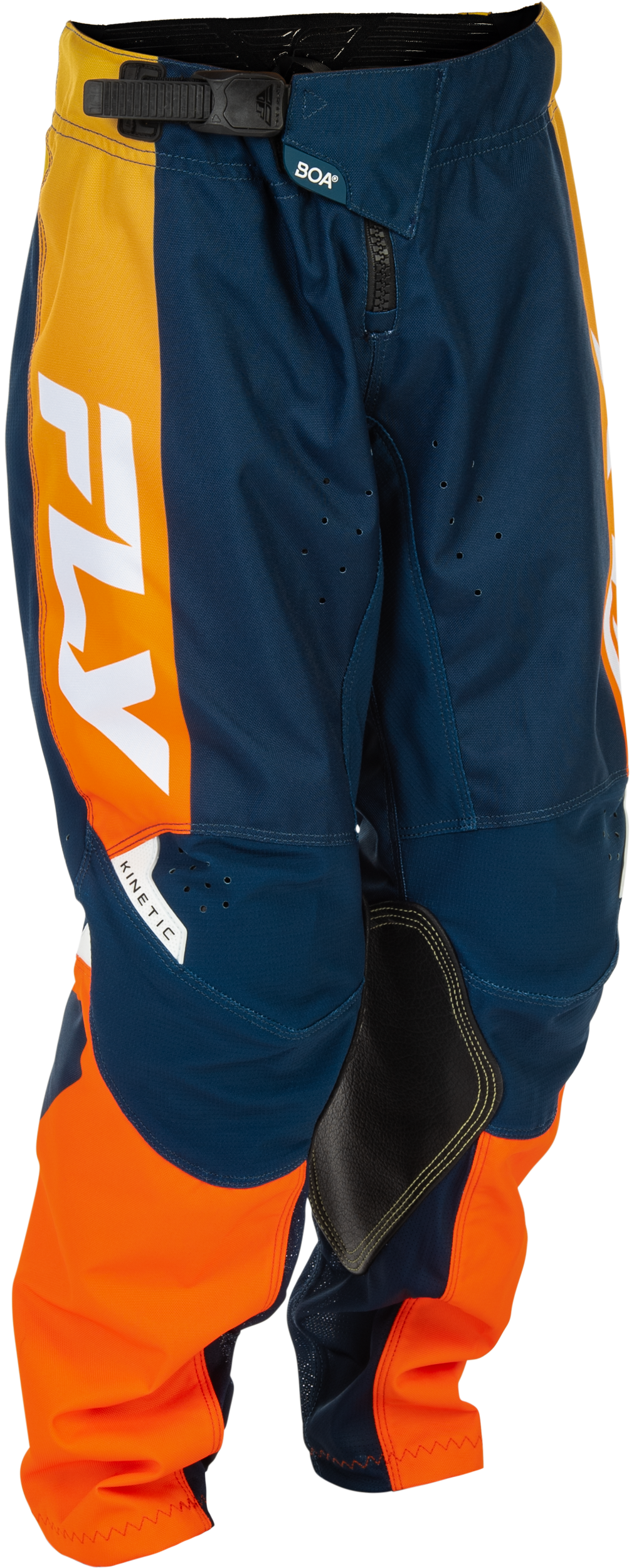Fly Racing Youth Kinetic Pants Navy/Orange Size 24 – Durable Motorcycle Riding Gear with Mesh Comfort Liner and Adjustable Fit