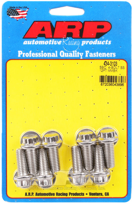 ARP SB Chevy 4-Bolt SS 12pt Motor Mount Bolt Kit - Fits Small Block Chevrolet Engines