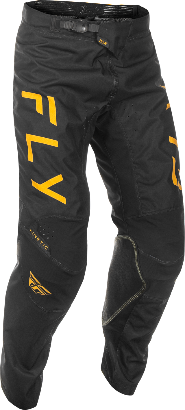 Fly Racing Kinetic Center Pants Black/Gold Size 28 – Motorcycle Riding Gear with Ventilation and Flexibility