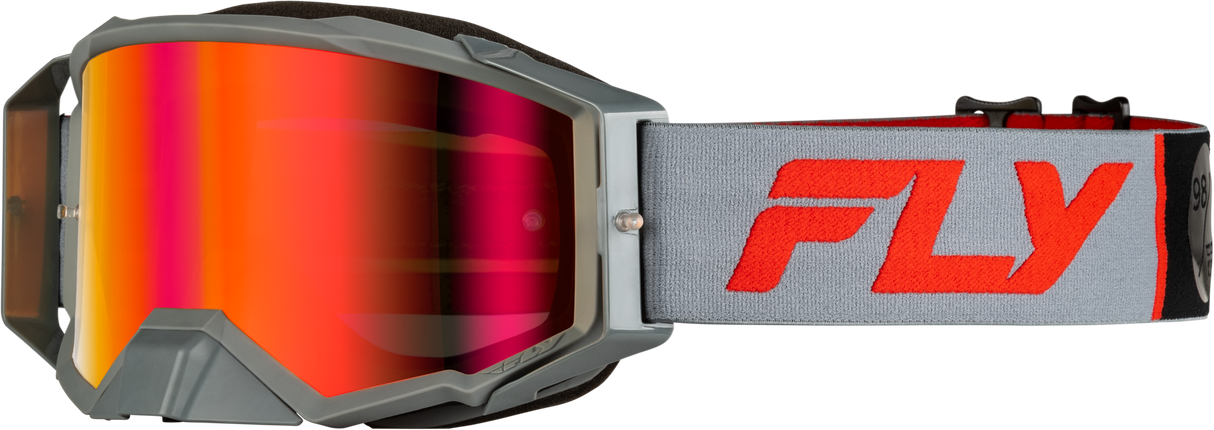 Fly Racing Zone Pro Goggle Grey/Red with Light Red Mirror and Amber Lens – ATV, Motorcycle, Off-Road Vehicle Fitment