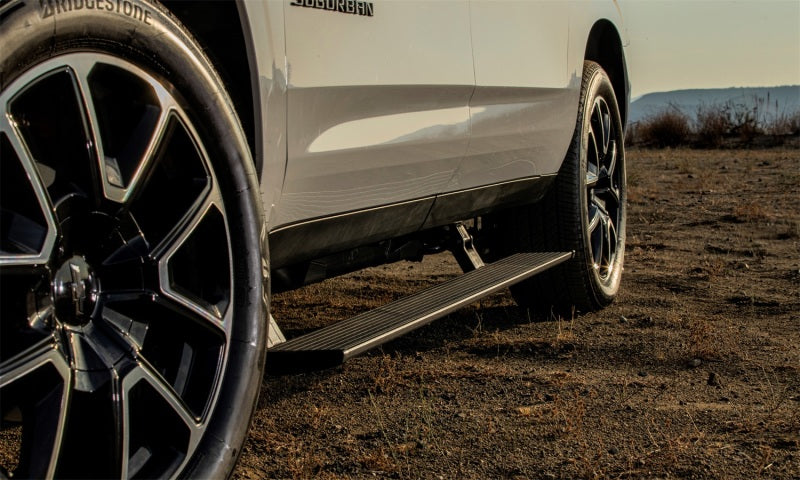 AMP Research PowerStep Automatic Running Boards for 2021 Chevrolet Suburban, Tahoe & Cadillac Escalade – Black (Part #76327-01A)