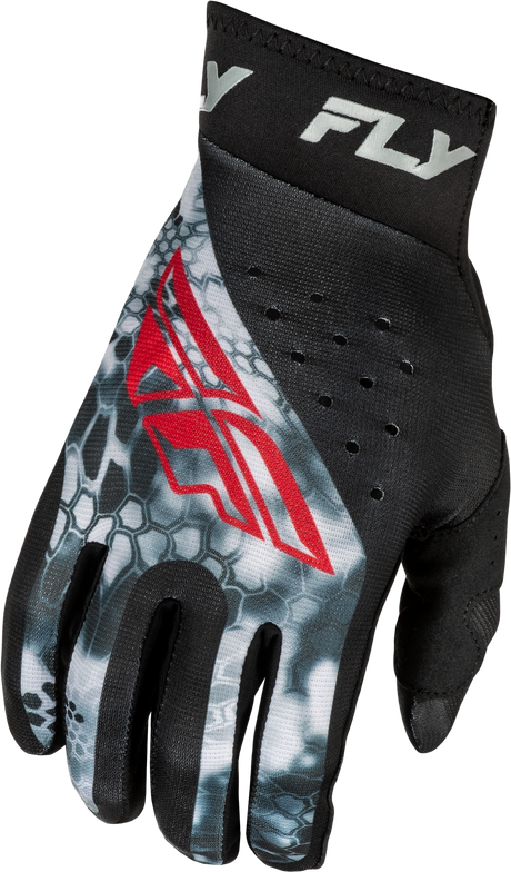 Fly Racing Pro Lite Kryptek Gloves Black/Red/Grey XS – Lightweight Race Gloves for Motorcycles