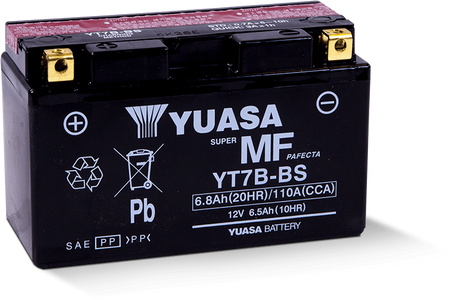 Yuasa YT7B-BS Maintenance Free AGM 12-Volt Battery w/Bottle
