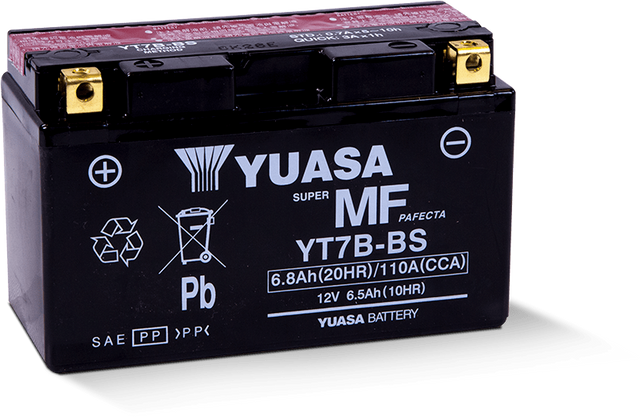 Yuasa YT7B-BS Maintenance Free AGM 12-Volt Battery w/Bottle