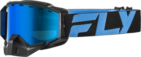 Fly Racing Zone Snow Goggle Black/Blue with Sky Blue Mirror and Blue Lens