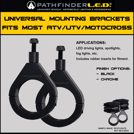 PATHFINDER MBR49B Light Mounting Bracket Pair for Vehicles with Up to 1.6-Inch Bars
