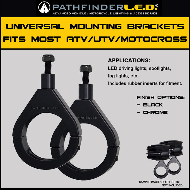 PATHFINDER MBR49B Light Mounting Bracket Pair for Vehicles with Up to 1.6-Inch Bars