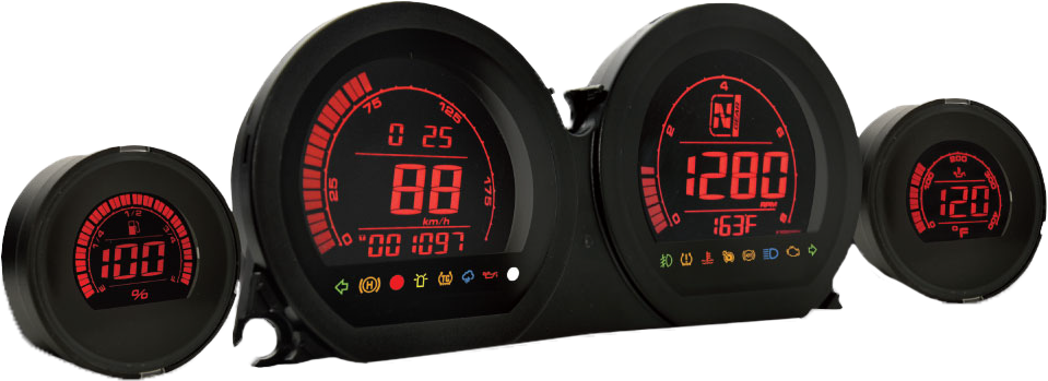 KOSO HD03 Series Gauge Kit for Harley Davidson FLHT and FLTR Models (2014-2017) with Color Changeable LCD Display