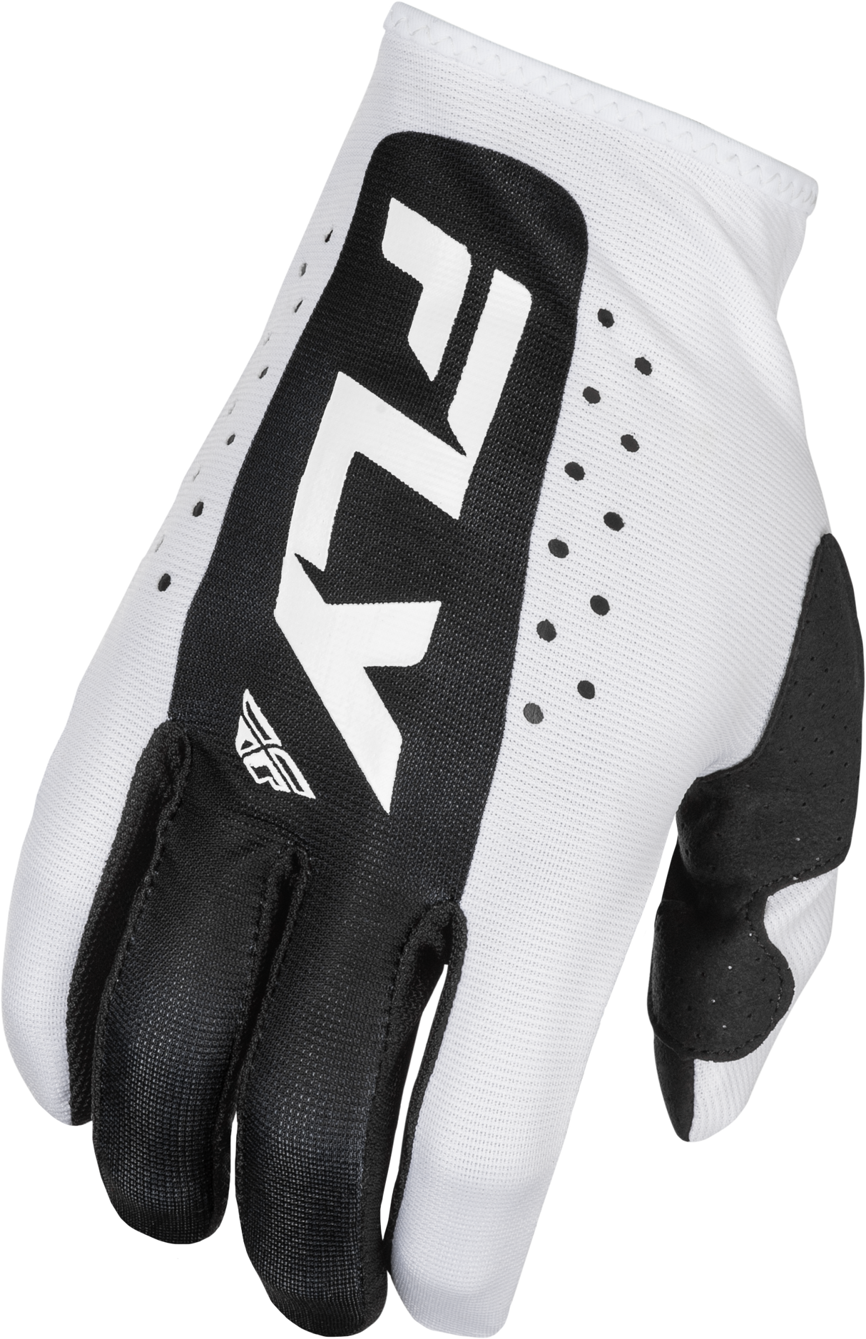 Fly Racing Lite Gloves White/Black Small - Offroad MX Gloves for Motocross and Dirt Bike Riding