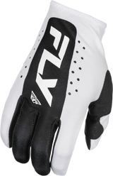 Fly Racing Lite Gloves White/Black Small - Offroad MX Gloves for Motocross and Dirt Bike Riding