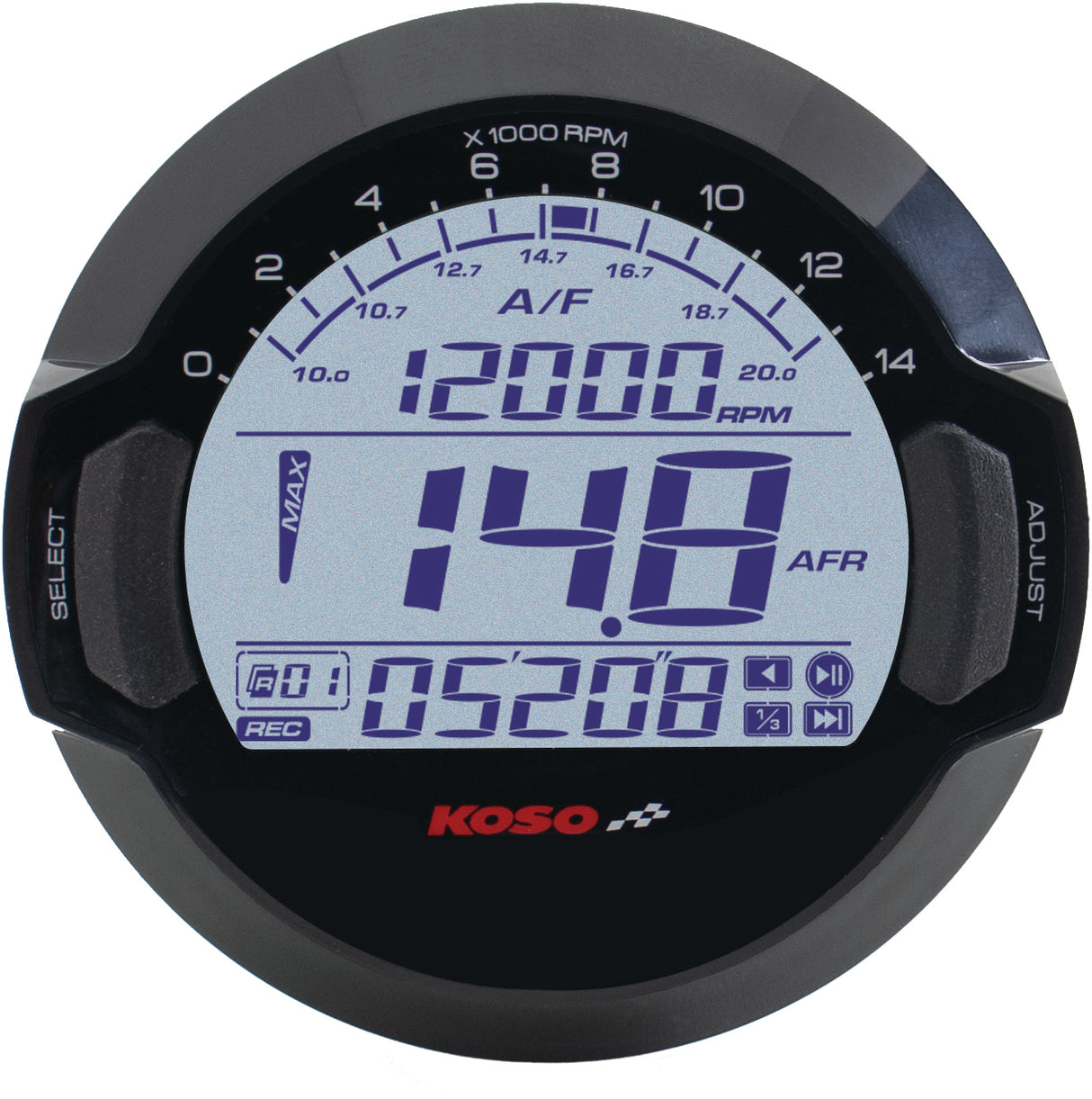 KOSO BB642W30 Air/Fuel Ratio Meter with 6ft Cable – Universal Fit for Performance Vehicles