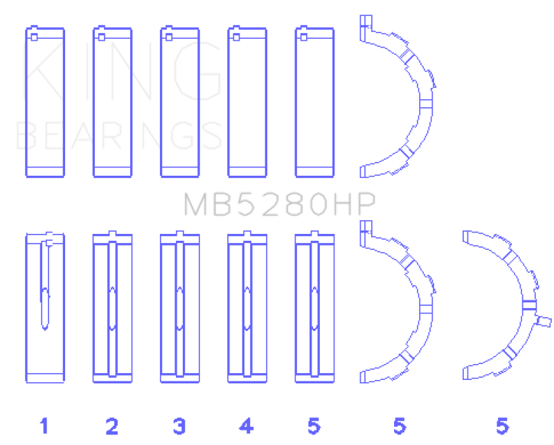 King Ford Prod. V8 4.6L/5.4L Will Not Fit 13-14 GT500 Performance Main Bearing Set - Size STD