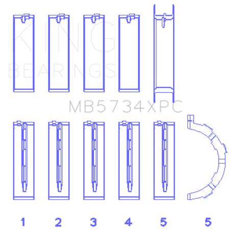 King Engine Bearings Ford 302 CID Coyote Performance Coated Main Bearing Set - Size STDX