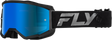 Fly Racing Zone Goggle Black/Black with Sky Blue Mirror Smoke Lens for ATV, Dirt Bike, Motocross